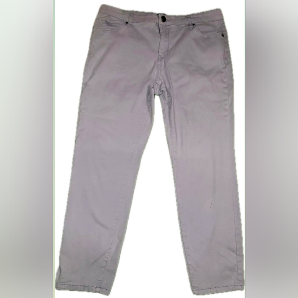 BUFFALO DAVID BITTON GREY PANTS MID-RISE STRETCH SKINNY ANKLE GRAZER SIZE 32